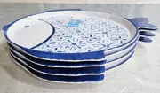 Sigrid Olsen Set of 4 100% Melamine Plates Fish Shaped Blue Patterned
