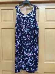 Aria Nightgown Women’s Plus Sizes S,M,3X 100% Cotton Sleeveless Square Neck NEW