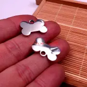 in bulk 10pcs stainless steel Small Dog Tag Bone Charms Pendant Jewelry Finding