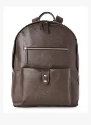 COLE HAAN Leather Zip Top Backpack, Java Brown, NWT $398 A2
