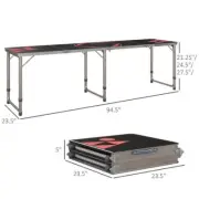 Outsunny Foldable Camping Table 94.5" x 23.5" x 27.5" Waterproof in Black/Red