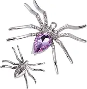 [Veemoon] 2pcs Halloween Spider Brooch Creative Alloy Crystal for Costumes Bags Hats Home Decor Adorable Decorative Accessories for Friends Family