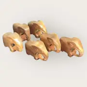 Wooden Elephant Napkin Holders Rings Set Of 5 Wood Vintage NOS