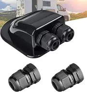 Solar Cable Entry Gland, Waterproof Solar Double Cable Connector Cover Solar Photovoltaic Plastic Bracket Curved ABS Dual Cable Entry Housing for Solar Panels of RV, Caravan, Marine, Boat, Cabin
