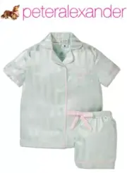 BNWT PETER ALEXANDER GIRLS KIDS SATIN PJ SET SIZE 8 (MINT/PINK) RRP $79.95