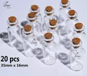 20 x small Glass bottles with cork bead container jar 16 x 35mm glass bottle