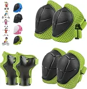 WayEee 6PCS Kids Protective Gear Set, Knee Pads for Kids 3-10 Years Old, Toddler Knee Pads and Elbow Pads, Wrist Guards Set, Skating Cycling Bike Rollerblading Scooter, Upgraded & Durable Material