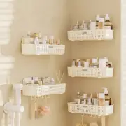Shower Wall-mounted Kitchen Bathroom Holder Shelf, Basket with Hooks for Hanging