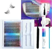 Tinure Lash Extension Kit-Individual Lashes with Bond and Seal-280 Clusters DIY False Eyelashes Natural Cluster Lashes with Eyelash Glue and Lash Tweezers C D Curl 10/12/14/15/16mm (30D+40D, 280 C-Mix(10-16mm))
