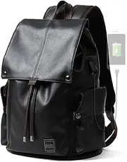 'MATE ELAN Leather Backpack Fit 15.6'' Laptop Waterproof Vintage School Travel College Student Bookbag Casual Work Backpack'