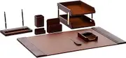 Dacasso Mocha Leather 10-Piece Desk Set