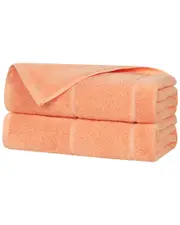 Superior Set of 2 Mile Smart Twist Cotton Medium Weight Solid Broad Border Bath Sheets