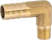 HALLMERS Brass 10mm Barb to 1/8" BSP Male Thread 90 Degree Elbow Fitting Connector, Threaded Hose Pipe Tubing Connecting Joint Adapter Coupler, Used to Connect Lines for Water, Air, Fuel and Oil
