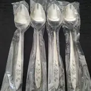 National Charmante TEASPOONS Set of 4 Stainless Flatware NEW
