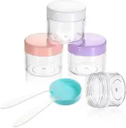 4 PCS Travel Size Lotion Containers with Lids, Small Plastic Refillable Cosmetic Jars Leak-Proof Sample Containers with 2 PCS Small Scraper for Lotions Cream Makeup Cosmetics
