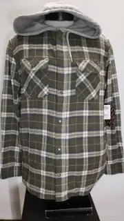 NEW NWT VANS Mens Large L hooded Flannel Button-up shirt Jacket w/side pockets