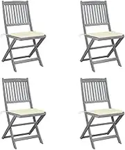 Folding Outdoor Chairs 4 pcs with Cushions Solid Acacia Wood Patio Chair