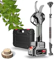 40mm Professional Electric Battery Pruning Scissors, With 21V/4.5Ah Lithium Battery, LCD, With 2.1m Extension Pole Pruning Shears, For Olive Trees, Vineyards(‎1Battery)