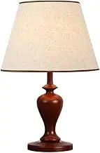 Table lamp Wooden Base Bedside Lamp Bedside Table Lamp Bedroom Lights with Fabric Linen Lampshade Led Desk Lamp for Living Room Dorm Office Desk lamp