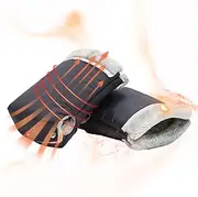 Glugahrif Pram Warm Muffs Gloves, Pram Mittens for Handlebars, Plush Lined Mittens, Adjustable Waterproof Mittens, Easy to Attach to Pram
