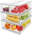 4 Pack Fridge Organizer Bins - Stackable Storage Containers (2 Large + 2 Small)