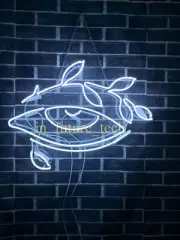 Eye Leaf Eyelash White Acrylic 24"x20" Neon Sign Light Lamp With Dimmer