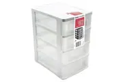 4-Tiers White Drawer Desktop Cabinet Storage Organiser Box Office Stationery 24cm