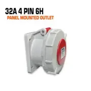 QIXING IP67 Panel Outlet Straight - 32A 4 Pin QX234