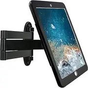 iPad 9.7-inch Wall Mount Bracket with Fold, Adjustable Arm Swivel, Anti Theft Lock, Multi Angle, Rotate Design, Metal (Black) for iPad 9.7' (6th, 5th Gen., Air 1 & 2, Pro) only