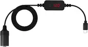 SinLoon USB C to Car Cigarette Lighter Cable Built-in PD Decoy Chip Type C to 5V 9V 12V 15V 20V Car Cigarette Lighter Socket Adapter Power Cord Suitable for Car DVR GPS