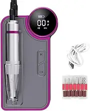 Bouzaak Portable Electric Nail Drill 35000RPM, Rechargeable Nail Polishing Machine Set, LCD Display Adjustable Speed Low Noise Nail File for Salon Personal Manicure Pedicure (Grey)