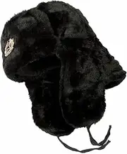 [reshmena] Vintage Soviet Army Fur Trapper Hat Mens Russian Trapper Winter Warm Hat Cap with Soviet Badge Unisex Faux Fur Ushanka Flaps Hat Soviet Style Unisex Winter Hat