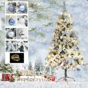 Flocked Snow Xmas Tree Green With Bauble Decoratives