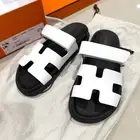 NEW HERMES CHYPRE SANDAL IN WHITE H CUT SLIPPERS TECHNO-SANDAL CALFSKIN SIZE 37
