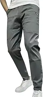 [Generic] Men's Hiking Pants Lightweight Drawstring Elastic Waist Athletic Pants Workout Running Sport Pants with Pockets