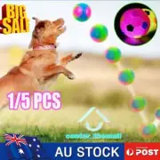1/5x Pet Dog LED Light Up Flashing Play Chasing Bounce Rubber Training Ball AL