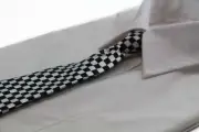 Kids Boys Black & White Patterned Elastic Neck Tie - Mini Checkers