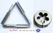 9/16-12 UNC Hand Tap Set and Adj Round Die--Taper Plug Bottoming HSS Bright