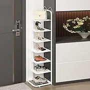 Vertical Shoe Rack, Simple Shoe Rack, Small Space Storage Shoe Rack, Multi-Layer Shoe Rack, 16cm/6.3in Heightened Pitch, Can Put Different Height Shoes, Suitable For Entrance, Living Room(White,7F)
