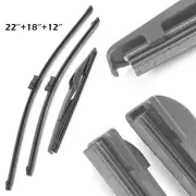 22"+18"+12" Front & Rear Bracketless Windshield Wiper Blades For Opel Astra H