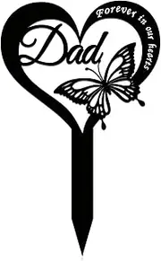 Wesiti Metal Grave Marker Dad Memorial Garden Stake Butterfly Remembrance Plaque Waterproof Sympathy Grave Stake for Loss of Father Outdoors Cemetery
