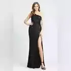 Sheer Lace Embroidered Fully Embellished Fit and Flare Dress by Mac Duggal Indu