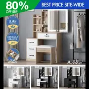 ALFORDSON Dressing Table Stool Set Makeup Mirror Vanity Desk Storage Cabinet