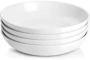 Large Pasta Bowls, Ceramic Salad Bowls Shallow Pasta Bowls Set of 4, Serving Bowls and Plates Set, Microwave and Dishwasher Safe