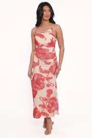 [PUP14] Jasmine Maxi Dress - Red Floral XS Red