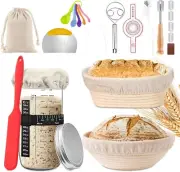 16 Pack 25oz Sourdough Starter Jar kit with 9 Inch Round & 10 Inch Oval Banneton