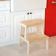 Natural Solid Wooden Montessori Toddler Step Stools, Nursery Kitchen Helper