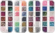 NULYLU Nail Glitter Sequin 12 Pack Set Star for Nail Decorations Fashion Makeup Easy to Apply for Parties DIY Crafts