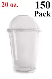 [ 150 Pack ] Cups, Iced Coffee Go Cups and Dome Lids 20 oz.
