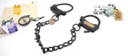 Antique Iron Hand Cuff Handcrafted Black Finish Handcuff W/ Free Pendant Compass